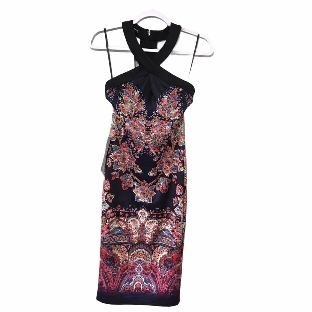 BeBe Floral Print Criss Cross straps Dress New D61